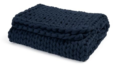 Bearaby Handgestrickte Gewichtete Decken für Erwachsene, Entwickelt in Deutschland, Patentiertes Design, 100% Bio-Baumwolle – Natürliches Gewicht Ohne Plastik (Nachtblau, 7 kg, 100 x 180 cm)