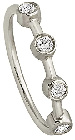 Jewelry Avalanche Solid 20G 14Kt White Gold Bezel Set 4-Stone Diamond Nose Hoop Ring - Ear Cartilage Ring - April BirthStone Nose Ring Stud - 4BZ12WDWG