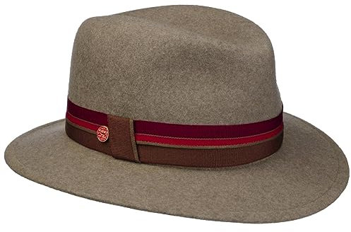 Mayser Nane Wollfilzhut Wollhut Filzhut Damenhut Damen - Made in The EU mit Ripsband, Ripsband Winter Herbst Sommer Frühjahr Frühling-Sommer Herbst-Winter - M (57-58 cm) braun-meliert