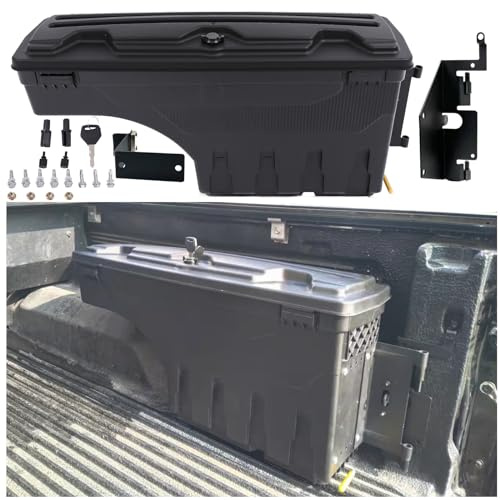 JHCHAN Werkzeugkasten für Ford Ranger 2012-2022 T6 T7 T8 alle Modelle wie Wildtrak & Raptor, 180° schwenkbar, wasserdicht, abschließbar, 35 kg belastbar Werkzeugaufbewahrung (Beifahrerseite)