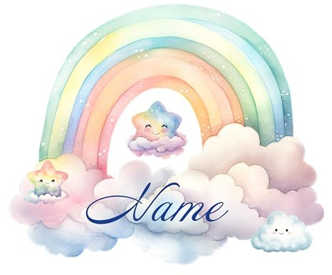 GRAZDesign Wandtattoo Regenbogen mit Namen personalisiert für Babyzimmer Kinderzimmer für Jungen und Mädchen über Bettchen - 36x30cm