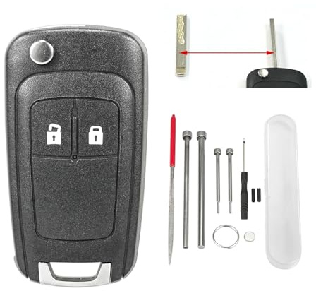 2 Tasten Klappschlüssel-Fernbedienungsgehäuse für Vauxhall Opel Corsa D Meriva B Vauxhall Corsa E Mit Werkzeuge zum Entfernen von Stiften (2 Tasten)