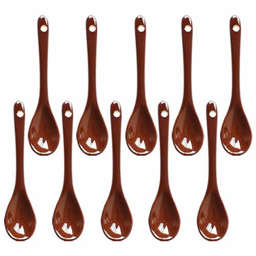 Yuauy 10 Stück Porzellan-Eierlöffel, Keramiklöffel, 11,9 cm, Kaffee, Dessert, Joghurt, Tee, Milch, Tee, Kaffee