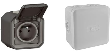 LEGRAND - Prise Etanche IP55 avec Terre Plexo - Prise 2P+T 16A Complète avec Volet & Boite de derivation electrique - etanche exterieur - IP55 85X85 - Debflex - 718806 - Polypropylène