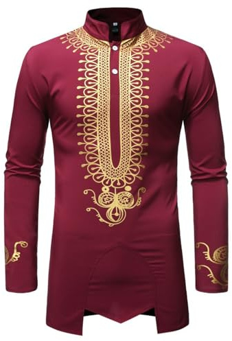 Djellaba - Uomo tinta unita, a collo alto, Ramadan Eid di preghiera Qamis da uomo, preghiera islamico abito bianco lungo Jelaba uomo musulmano cappotto abaya abito marocchino caftano uomo Kaftan Kamis