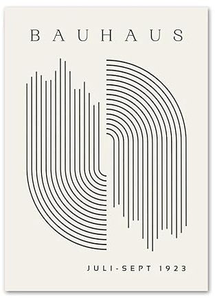 SHINERING Abstrakte Bauhaus Linie Geometrie Nordic Poster Kunstdrucke Leinwand Malerei Schwarz Vintage Wand Bilder Wohnzimmer Wohnkultur A3 60X80Cm Kein Rahmen