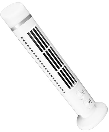 Omnibreeze Turmventilator, Flügelloser Turmventilator, Büro Schreibtischventilator, 90 Grad Oszillierender, Leiser, Tragbarer USB Tischventilator mit Licht für Zuhause, (WHITE)