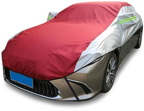 LinGKon Halbgarage Autoabdeckung für Ferrari 550 (1996-2001), Auto Abdeckplane Wasserdicht Atmungsaktiv Sonne Staub Schutz,Autoplane Outdoor mit Reflektierenden Streifen(Silver-Red)