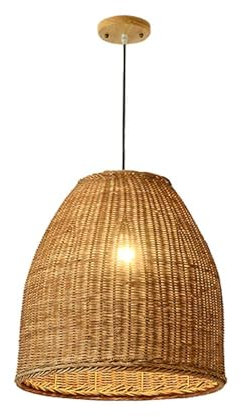 USMJQVZ 13,7 Rattan-Pendelleuchte, gewebter Bambus-Lichtkorb, Hängelampenschirm, gewebte Korblampen, Bambus-Kronleuchter, gewebte Korblampen,