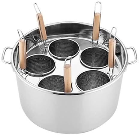 MVXBICIA Multifunktionaler Nudeltopf aus Edelstahl mit Trennwand und Sieb, ideal für Zuhause, Küche und Restaurant (5 Löcher)