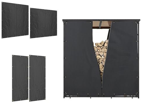 Outsunny Lot de 4 housses pour râtelier à bûches, housses pour porte-bûches de bois de chauffage, pour extérieur, protection contre l'eau, la poussière et les UV, toile Oxford 600D, noir