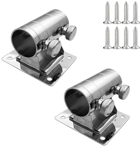 Angelschirmhalter Halterung mit Schrauben und Montageplatte, Universal Mount Clamp für Tackle Box, Outdoor Balkon Sonnenschirm Angeln Zubehör (2 Stück)
