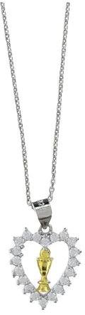 Holyart Collier Argent 925 Coeur zircons Calice doré Communion Agios