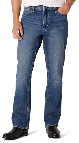 Amazon Essentials Jean Bootcut Coupe Droite à Faible Élasticité Homme, Gris Pierre Délavé Moyen, 34W / 30L