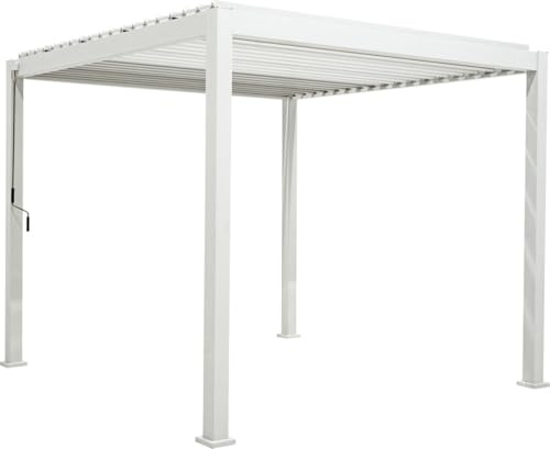 Mirador Classic Vordach – 300 x 400 cm – Weiß – Aluminium/Freistehend/Luxus-Vordach – Gartenpavillon/Carport/Veranda/Pergola