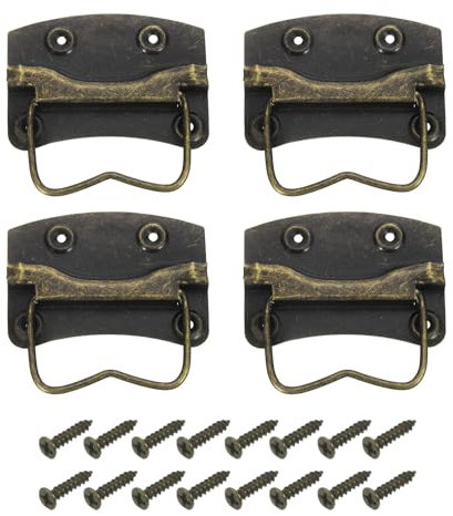 sourcing map 4 maniglie per cassetto, 88 x 58 mm, con anello laterale, maniglie per sollevamento, in metallo, verniciate a spruzzo, con viti, per cassetta degli attrezzi domestica, cassetto, color