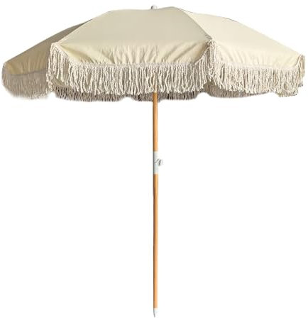 Parasol de Terrasse Portable avec Franges, Parasol de Plage Inclinable for Parasols de Jardin Exterieur avec Sac de Transport, for Jardin, Pelouse