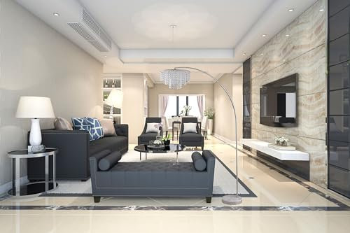 Brighten Your Space with 86 Hanging Chandelier Arch Lamp, Adjustable Arm, Sleek Silver Finish, Elegant Marble Base