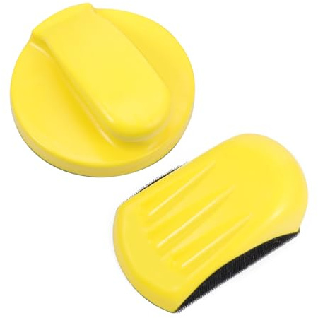 HOMSFOU 2 Stück Schleifscheiben Polierpad Hand Schleifpad 5“ 6“ Pu Material Verlängert Griff Holz Polieren Autopflege Feinschleifen