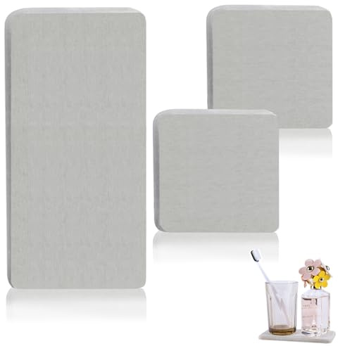 VIDSTW 3 Piezas Alfombrilla Diatomita Secado Rápido Alfombrilla Baño Diatomita 16x8cm, 8x8cm Alfombra Baño Secado Rapido Antideslizante Diseño Biselado para Lavabos Bordes Bañeras Duchas