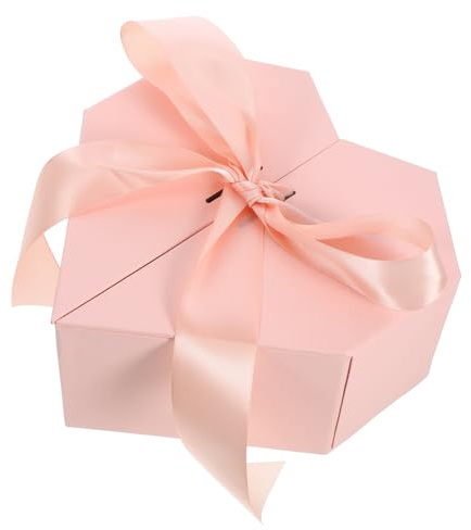 DECOMELODY Große Herz Geschenkbox aus Stabilem Karton Mittlere Romantische Verpackung für Valentinstag Geburtstage Hochzeiten Dekorativem Raffia Geschenkset