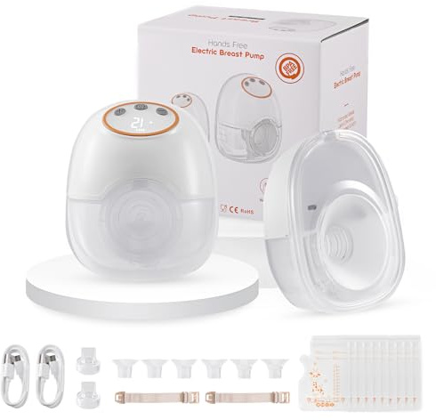 Tiralatte elettrico, tiralatte indossabile a mani libere con 4 modalità e 12 livelli, senza BPA, silenzioso, portatile e leggero con flangia da 17/19/21/24 mm, display LED intelligente