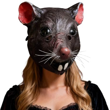 Generisch Latex Tiermaske, Rattensplittermaske, Ratte Maske aus Latex, Atmungsaktive Horror Maske, Vollmaske als Verkleidung für Halloween, Karneval und Motto Party, Neuheit Halloween Kostüm