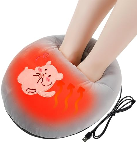 ZONSUSE Scaldapiedi Scoiattolo, Scaldapiedi Riscaldato di Animale dei Cartoni Animati, Coprigambe Riscaldato USB 5V 2A, Plug and Play, Costante a 45°C, Regalo per Colleghi Anziani Amici (Scoiattolo)