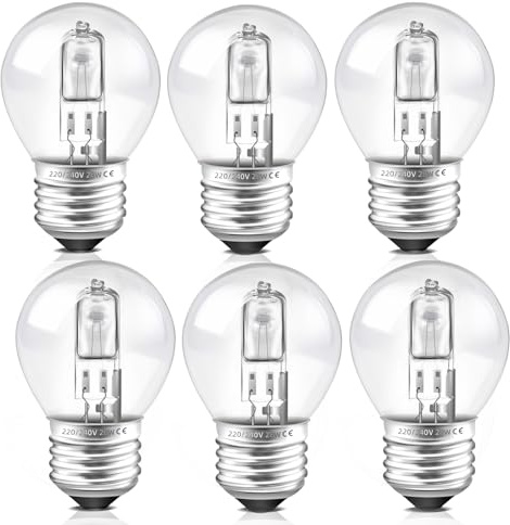 Liuyife E27 G45 Bombilla 28W Regulable, 370LM Blanco Cálido 2700K, AC 230V, Transparente Golf G45 E27 Lámpara para Lámparas de Techo, Lámpara de Mesa, Paquete de 6