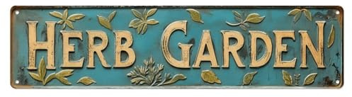 HERB GARDEN Tin Sign Vintage Metal Sign Retro Home Bar Wall Art Decor Metal Poster 4x16 Inch