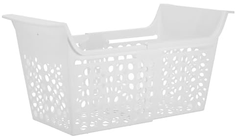 FELTECHELECTR Cesta Extensible para Congelador Horizontal de Plástico, Contenedor Ajustable para Almacenamiento de Alimentos, Cesta Multiusos Pequeña para Arcones Congeladores, Orificios