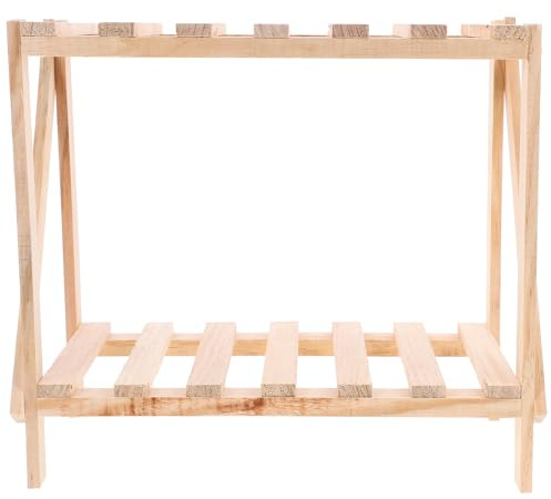SEWACC Bamboo Storage Rack for Plant Pot Stand Flowerpot Tray Wood Material for Balcony Window Herb Garden Planter Indoor Simple Style Home Decor