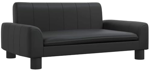 GFEROMRF Hundebett Schwarz 70x45x30 cm Kunstleder Hundecouch mit Schaumstoff, Hundesofa mit Kiefernholzrahmen, wasserdichtes Haustier-Sofa für Wohnzimmer