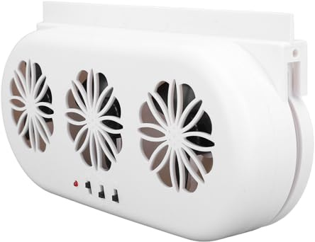 Ejoyous Solar Bilavgasfläkt, ABS Fönstermonterad Ventilationsfläkt med Solenergi och USB Dual Power, 5000 RPM Luftcirkulation Kylventil för Bilkontor Hemmabruk (Vit)