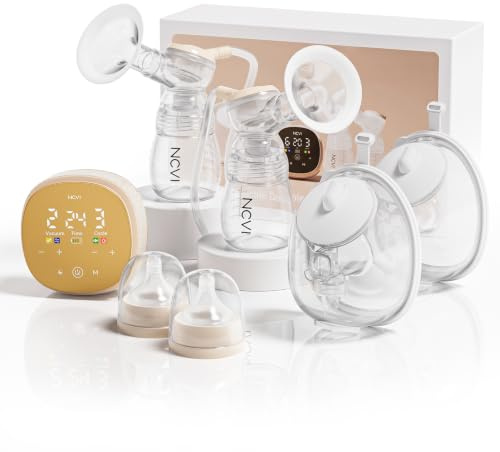 NCVI Double Electric Breast Pump 8132 - Ultra-Quiet and Pain Free | 4400mAh battery, 2-IN-1, Portable Anti-Backflow, BPA-Free, Adjustable Suction, LCD Display, Low Noise