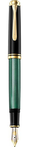 Pelikan Kolbenfüllhalter Souverän M 600 schwarz/grün Bicolor-Goldfeder M