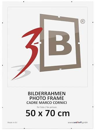 3-B Bilderrahmen - rahmenloser Bildhalter mit Acrylglas - Cliprahmen, Posterrahmen 50x70 cm (DIN B2)