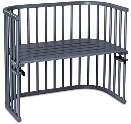 babybay Maxi extra großes Beistellbett aus massivem Buchenholz / Kinderbett Höhe stufenlos verstellbar & umweltfreundlich / mitwachsendes Babybett (schiefergrau lackiert)