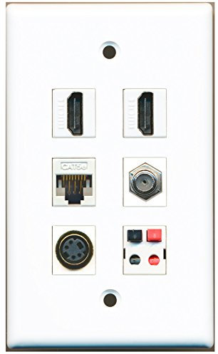 Riteav – 2 HDMI 1 cavo coassiale tv- F-Type 1 porta S-Video 1 porte CAT5e Ethernet bianco 1 porte speaker piastra da muro