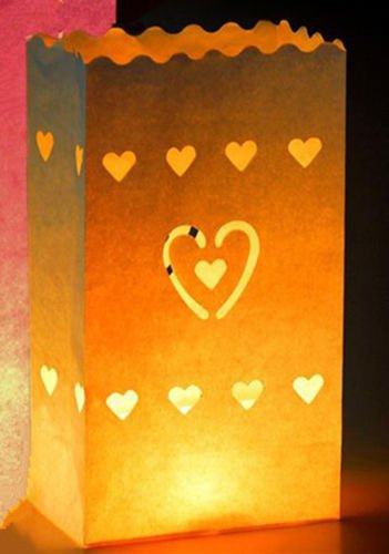 A Liittle Tree -Pack of 10 (10 Hearts Design) Luminary Candle Lantern Paper Bags