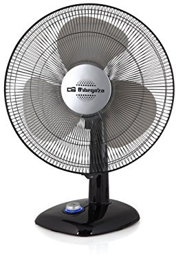 Orbegozo TF 0124 - Ventilador de sobremesa, oscilante, diámetro hélice 20 cm, asa, 22 W, piloto luminoso LED, 2 velocidades, negro