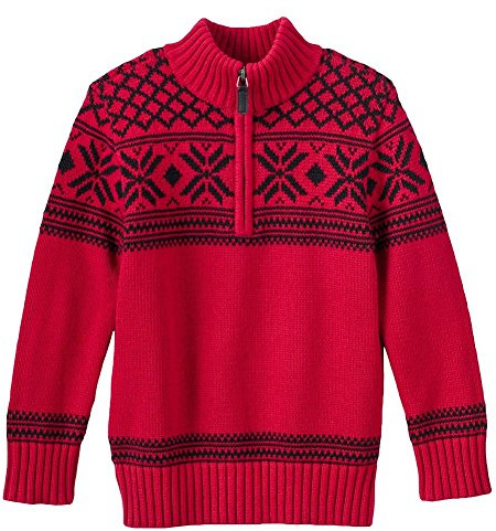 Chaps Quarter-Zip Pullover Sweater Boys 4-8 (5, Red/Black Fair Isle)