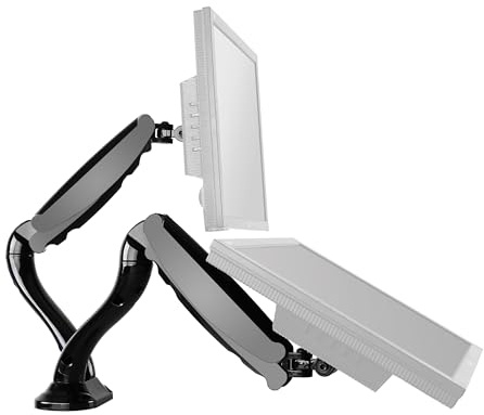 RICOO Monitor Halterung 2 Monitore TS6611 Tischhalterung mit Gasdruckfeder Monitorhalterung 13–27 Zoll VESA 75x75 100x100 Monitorarm zur Tischmontage Bildschirmhalterung schwenkbar Monitorhalter