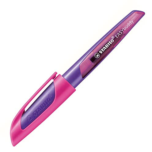 STABILO - Schulfüller mit Anfänger Feder-A - EASYbuddy in lila/magenta - Schreibfarbe blau (löschbar) - Einzelstift - inklusive Patrone