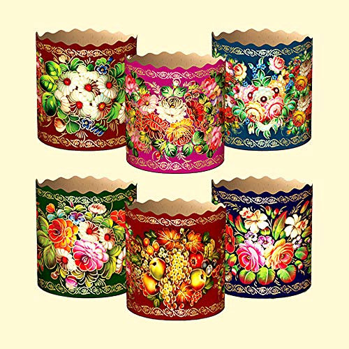 OLYMP 5er Set Backform für Osterkuchen aus Backpapier Zhostovo H-8,5 cm, D-13 cm