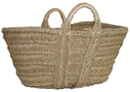 Capazo de Esparto o Leñero Ovalado con Asas Reforzadas de Pita – Cestería Aparici. Cesto para Chimenea o Decoración. 7110-2 - Aprox. 60 x 45 x 35 cm. Ideal para Portar y Almacenar