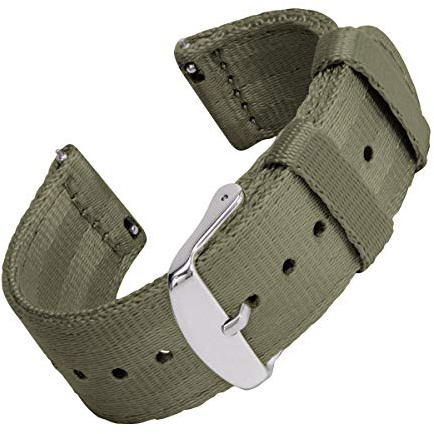 Archer Watch Straps - Seat Belt Nylon Quick Release Watch Bands (Olive, 20mm)