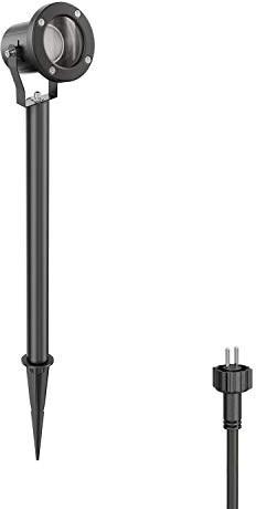 ledscom.de Trädgårdsstrålkastare KUK med jordspik för utomhusbruk rostfritt stål svart, 4.99W 430lm 100° varmvitt