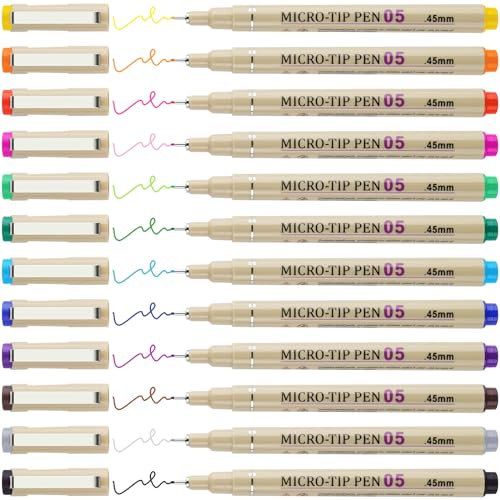 ATTOM TECH ART 12 Farben Fineliner Set – Micron Fineliner Stifte, Perfekt für Skizzieren, Anime, Technisches Zeichnen, Manga, Künstlerische Illustrationen, Tuschestifte für Büro- und Kunstbedarf