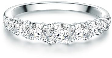 Trilani Damen-Ring aus 925/- Sterling Silber Zirkonia in Brillantschliff | Memoire Ring,Antragsring,Verlobungsring,Trauring,Silberring,Ringbreite 4,2 mm,Hochzeit,Krappenfassung